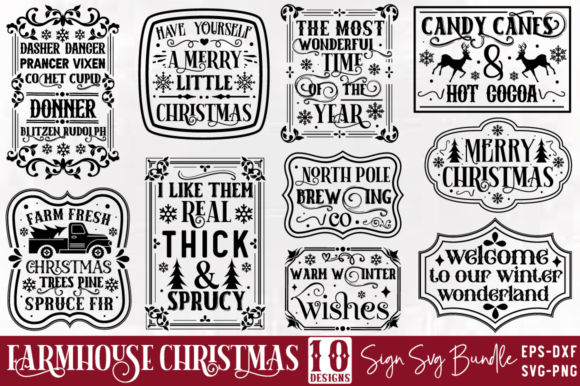 Farmhouse Christmas SVG Sign Bundle