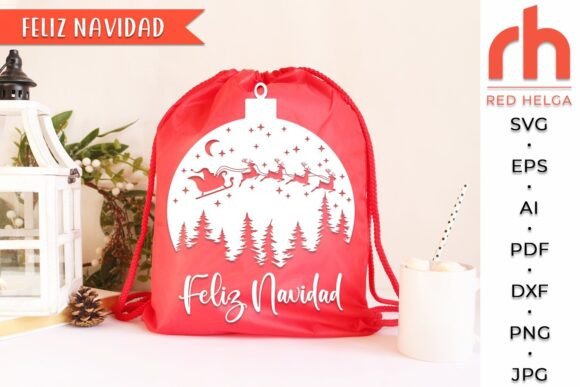 Feliz Navidad SVG, Xmas Forest Cut File