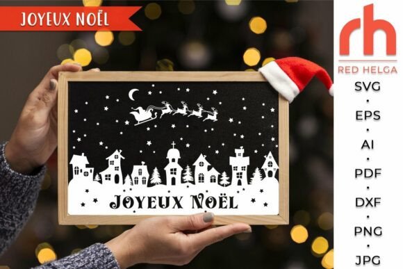 Joyeux Noël SVG, Winter Village Cut File